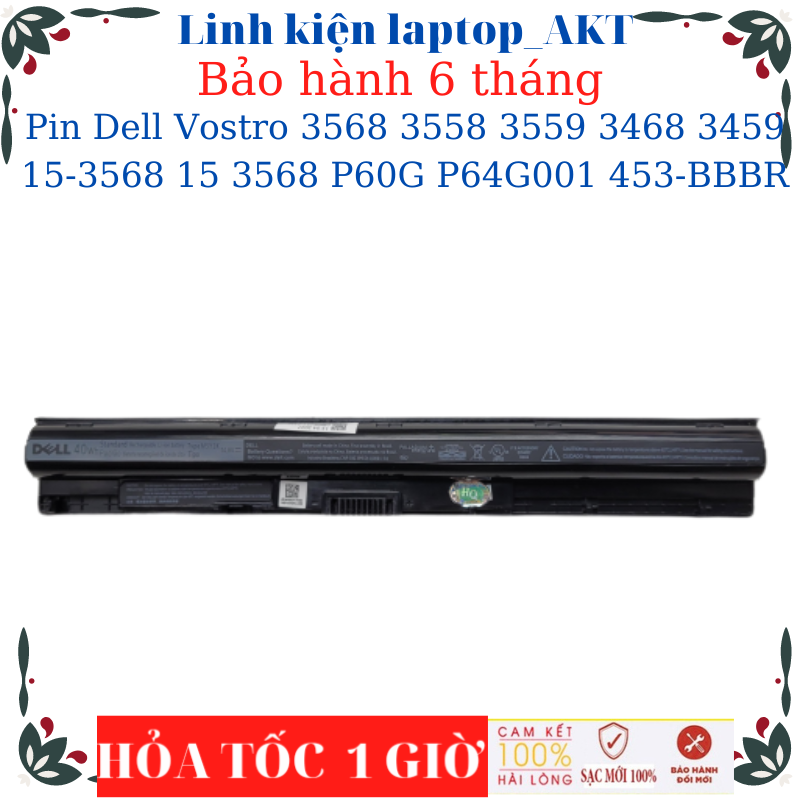 Pin laptop dell vostro 3568 3558 3559 3468 3459 15-3568 15 3568 p60g p64g001 453-bbbr- dell m5y1k- 40wh