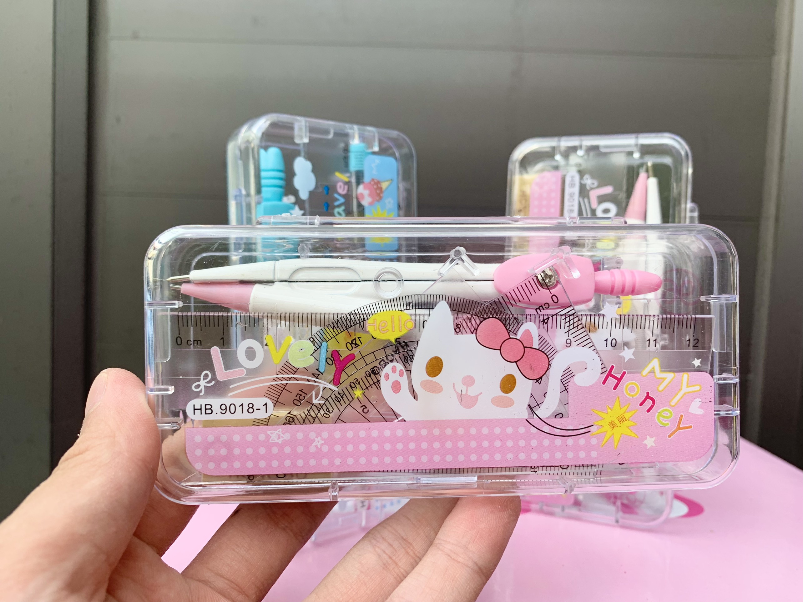 Bộ Compa Chì Kim 7 Món Cao Cấp, Compa Học Sinh Dễ Thương Cao Cấp