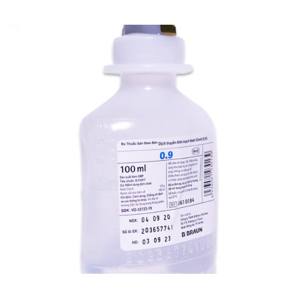 Nước muối truyền Natri Clorit 0,9% NACL2 dịch pha truyền tĩnh mạch B-BRAUN 100ml - 500ml