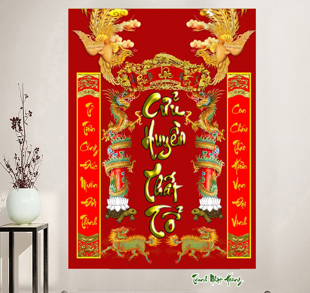 Tranh 3D Cửu Huyền Thất Tổ phòng thờ