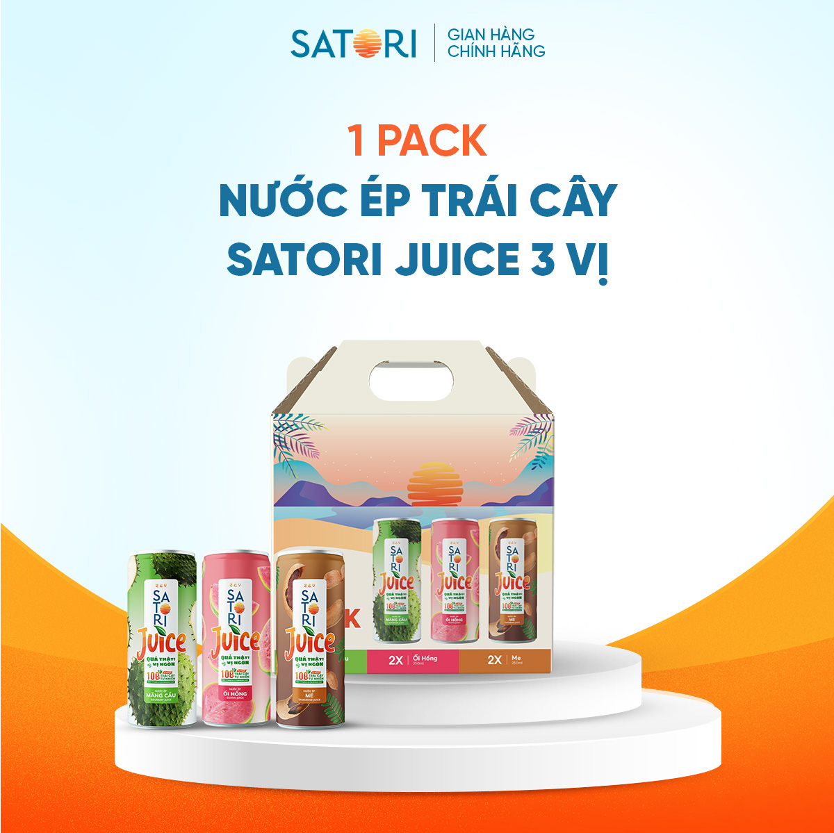 Pack 3 vị SATORI Juice - 250ml (6 Lon)