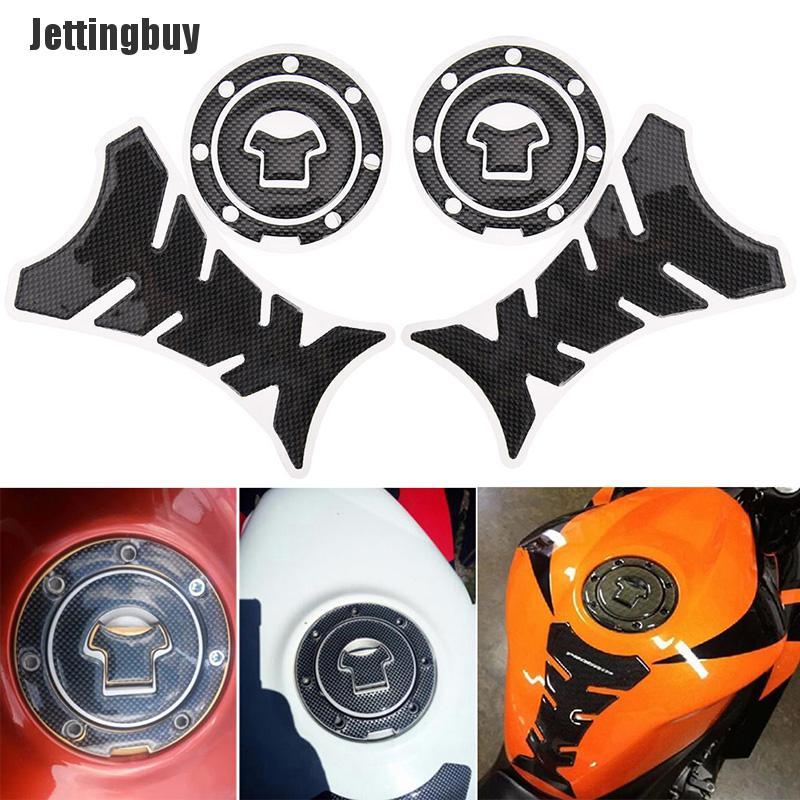 Jettingbuy 2x Motorcycle Universal 3D Carbon Fiber Gel Gas Fuel Tank Pad Protector Sticker