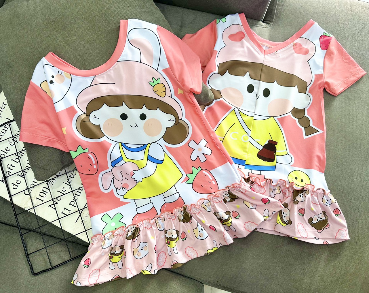 Đầm váy suông mùa hè cho bé gái hình Doremon Mickey công chúa mẫu mới nhất 2022 size 12-40kg chất cotton mềm mát
