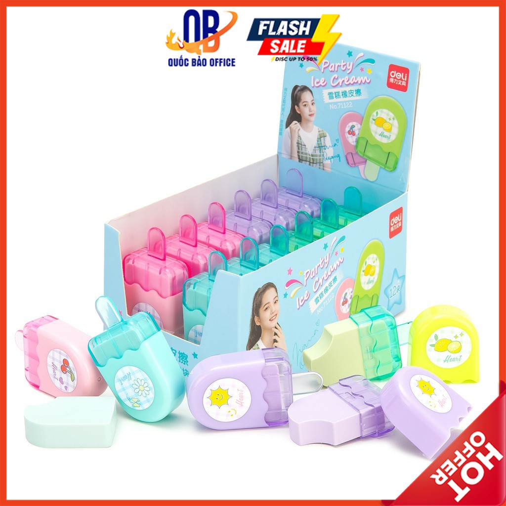 Gôm tẩy màu Deli hình que kem - 1 chiếc - 71122