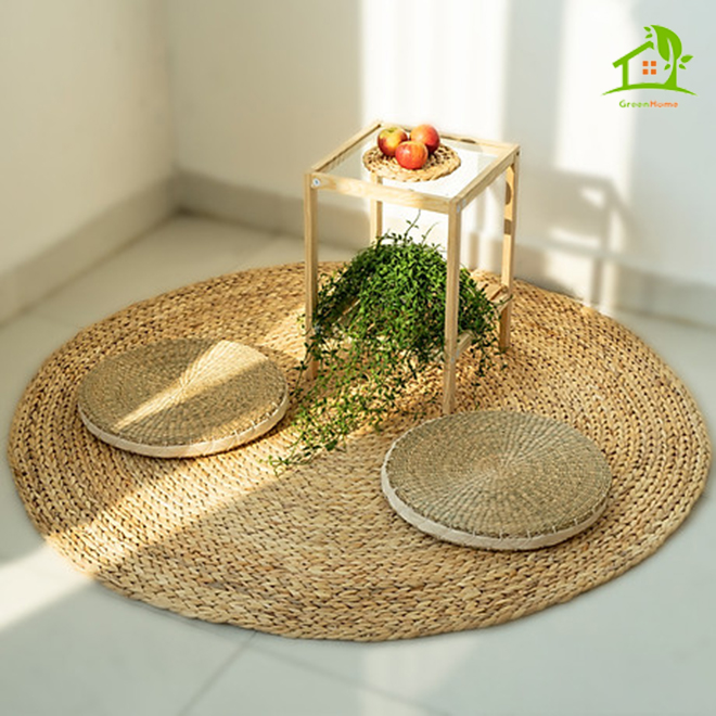 [HÀNG VIỆT NAM] Thảm trải sàn lục bình - Thảm Lục Bình Tròn Trải Sàn - Trang Trí Nhà Cửa Decor Chup  Ảnh Kiểu Dáng Vintage Nhiều Kích Thước  - Thảm tròn trang trí nhà cửa đan lục bình