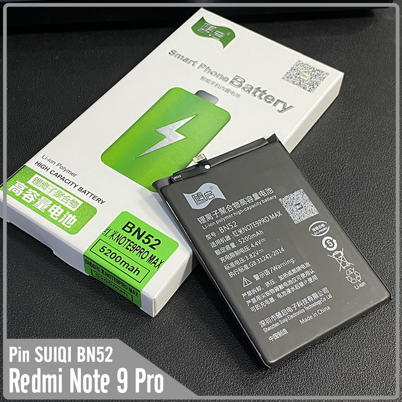 Pin Suiqi Li-ion thay thế cho Xiaomi Redmi Note 9 Pro - Note 9 Pro Max BN52 5200mAh