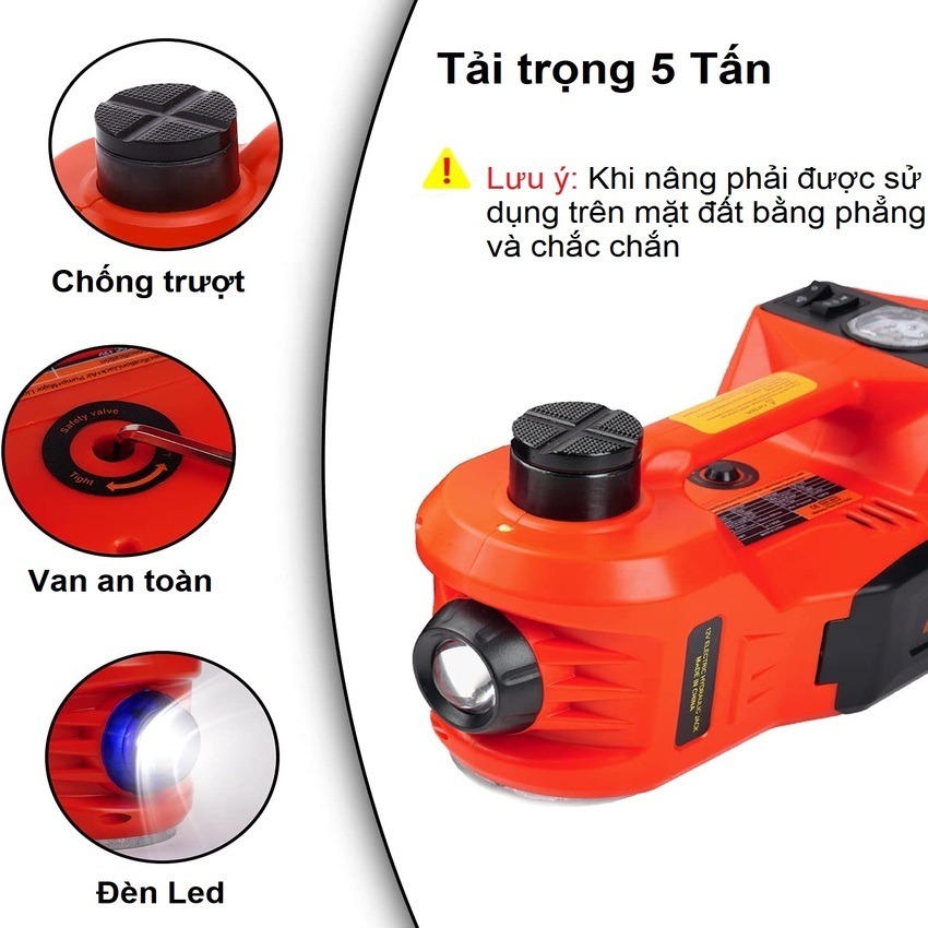 Bộ nâng kích gầm điện 5 tấn, kiêm máy bơm lốp và máy siết ốc ô tô đa năng 3 trong 1 ROGTZ TY-155EHJS - Hàng Nhập Khẩu Chính Hãng