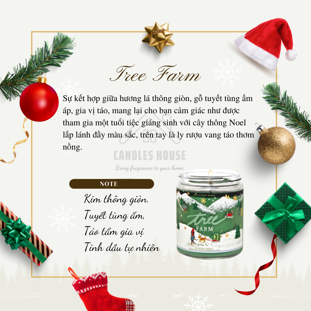 < BBW USA >  Nến thơm Bath & Body Works TREE FARM 1bấc 198g