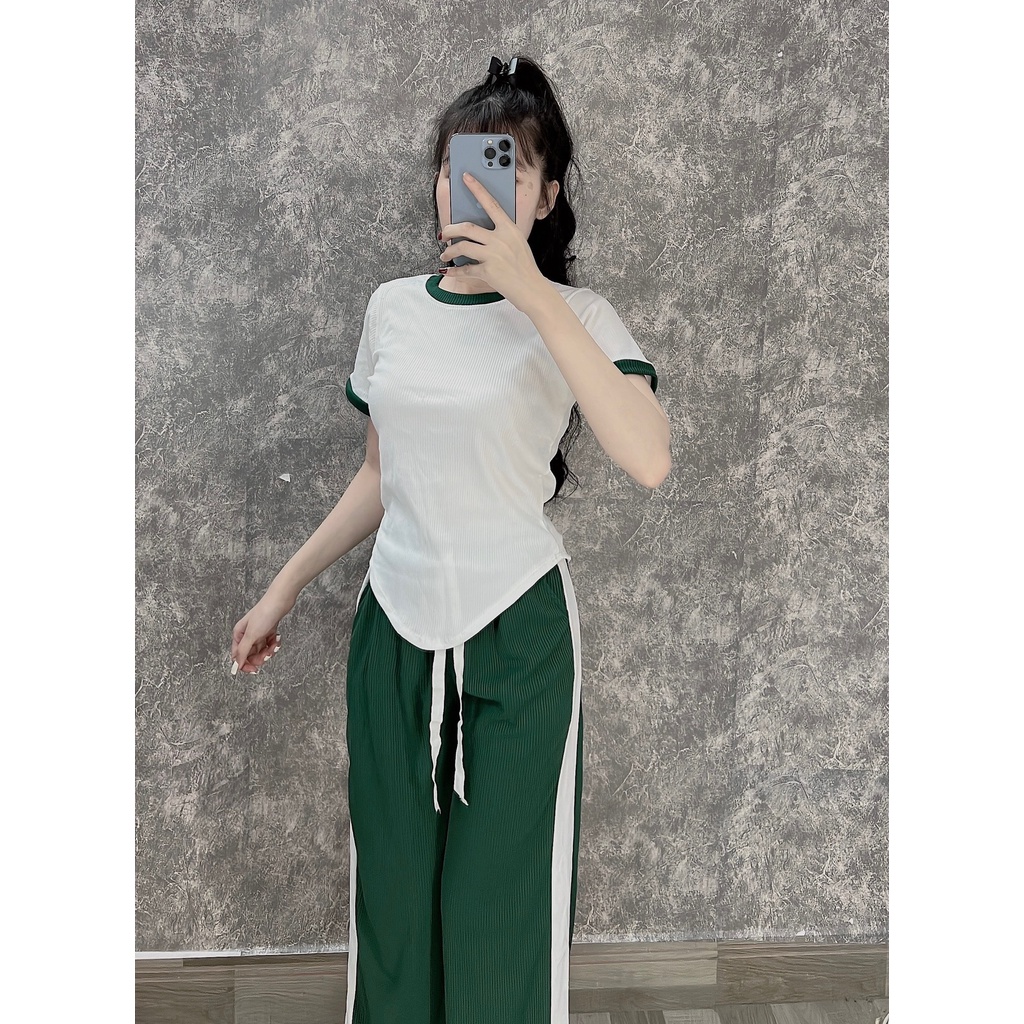 Set đồ bộ nữ quần dài tay ngắn thể thao