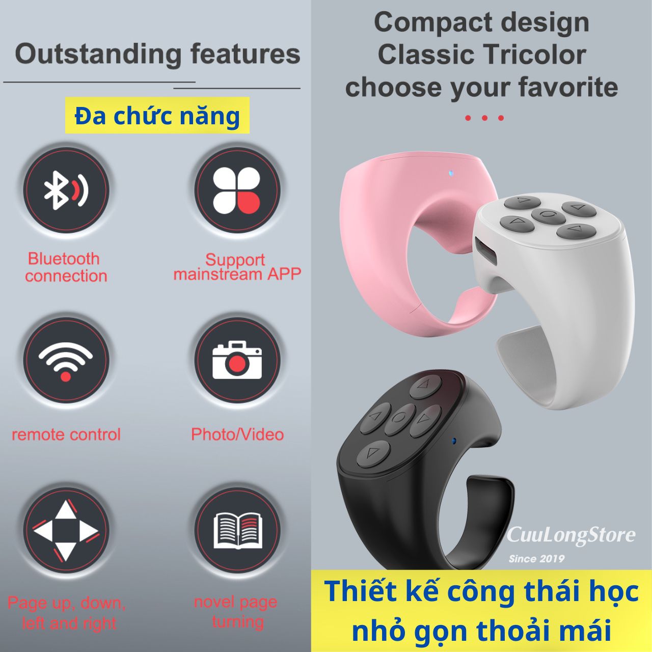 Smart ring multifunction youtube video story reading remote control bluetooth connection smartphone