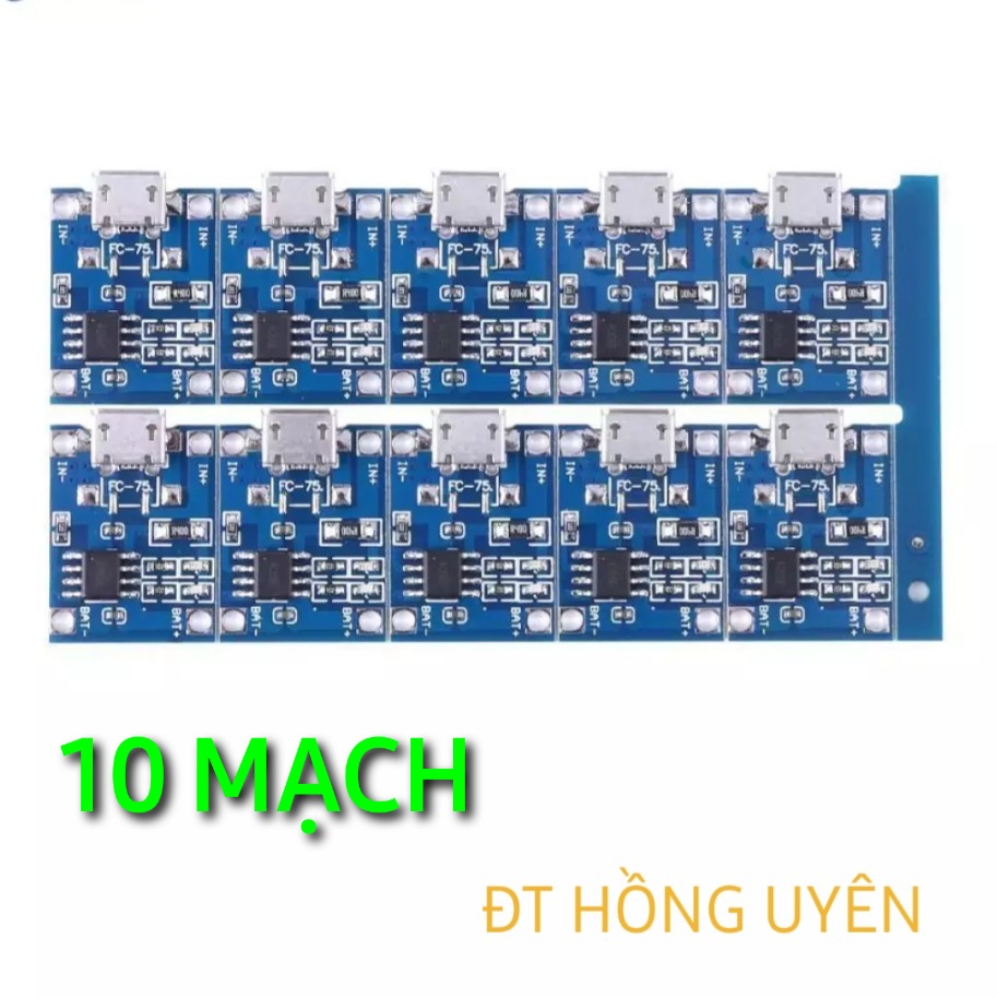 Mạch sạc pin 1S 3.7V-4.2V TP4056/TC4056A. Mạch sạc pin 18650, bảo vệ sạc xả pin Lithium Li-ion 18650