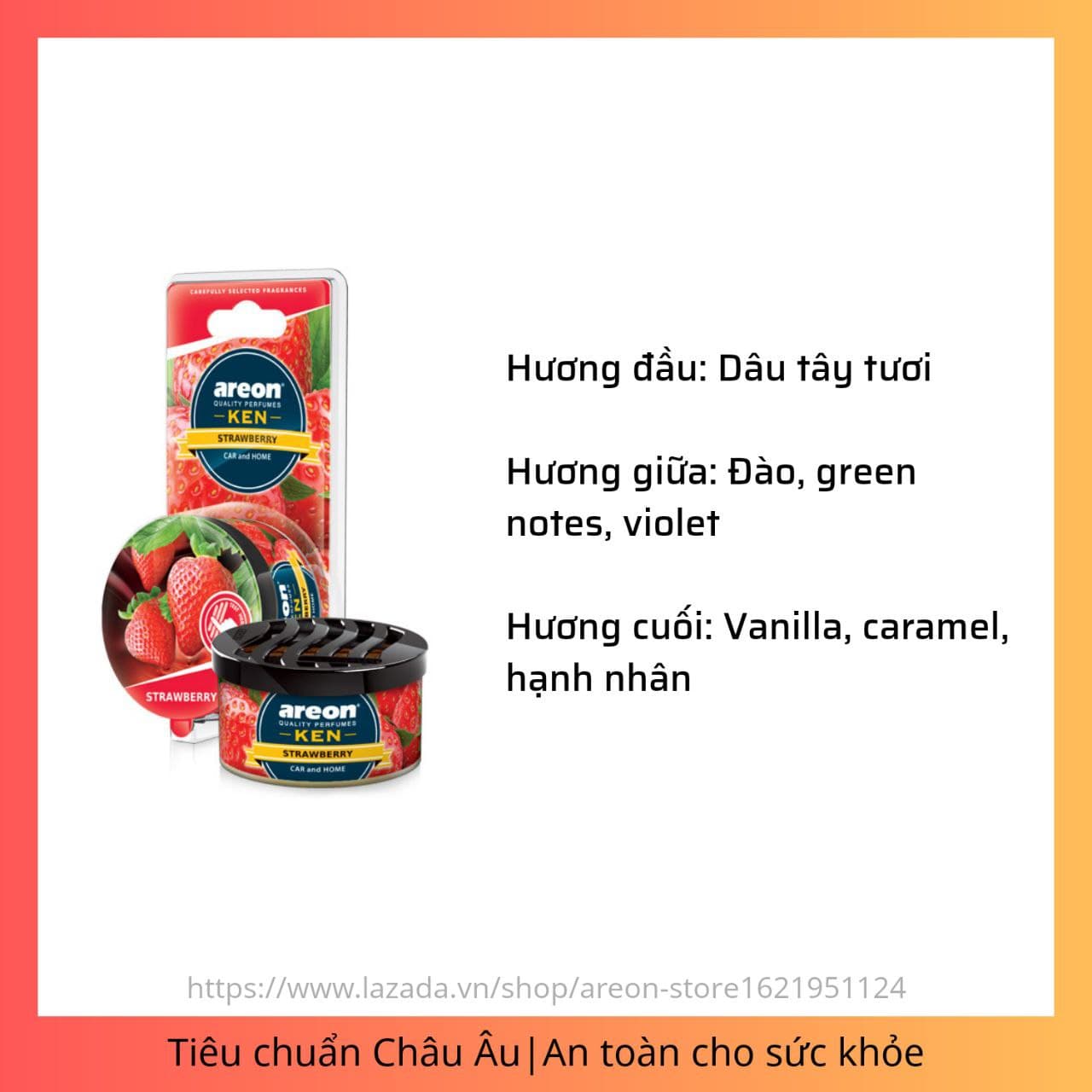 Sáp Thơm Nước Hoa Ô Tô Areon (Hương Dâu Tây) Nhập Khẩu Chính Hãng