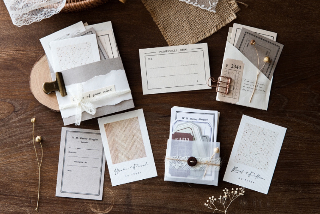 Giấy note trang trí sổ tay thư cổ điển set 50 tấm concept retro