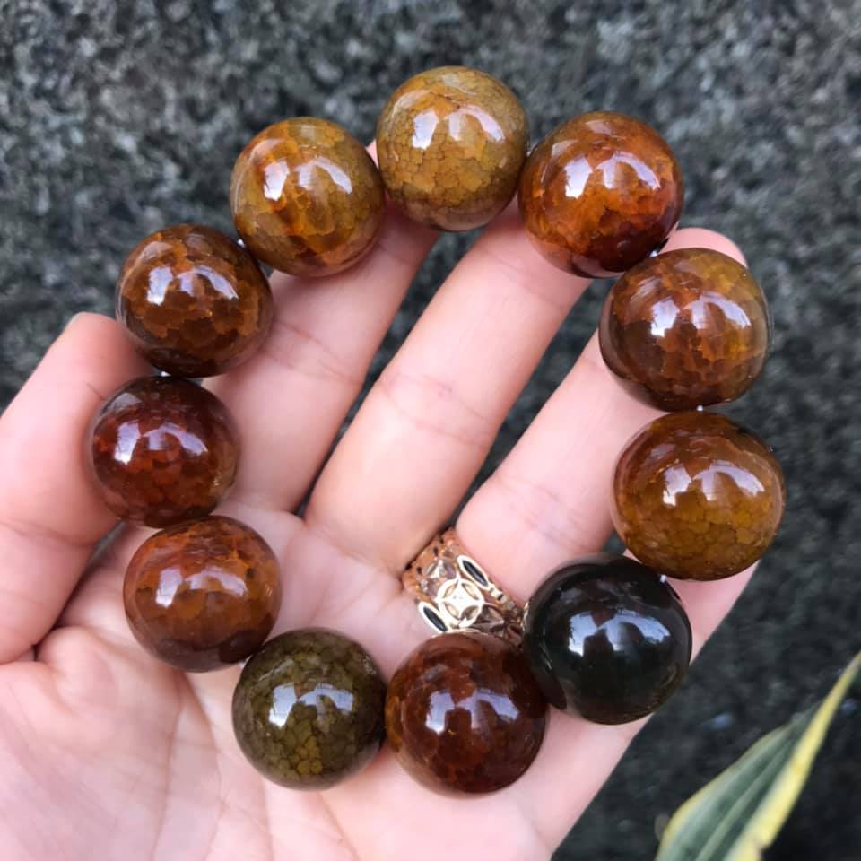 [HCM]VÒNG TAY ĐÁ MÃ NÃO VÂN RỒNG THIÊN NHIÊN SIZE HẠT 20LY