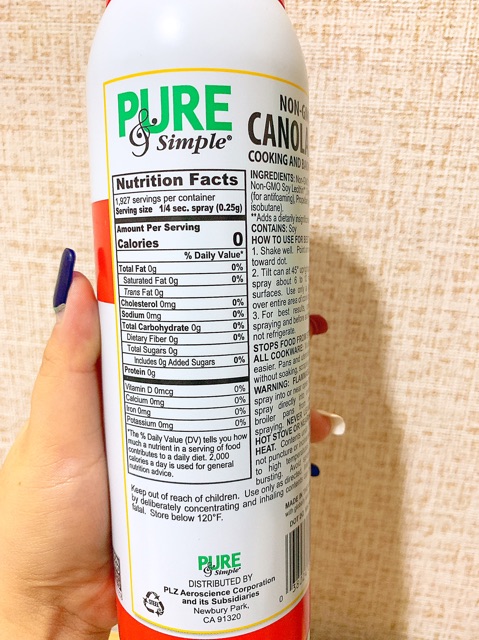 [17oz] Dầu ăn kiêng dạng xịt Pure&Simple dầu hoa cải( eat clean , keto ,gymer ,tiểu đường).