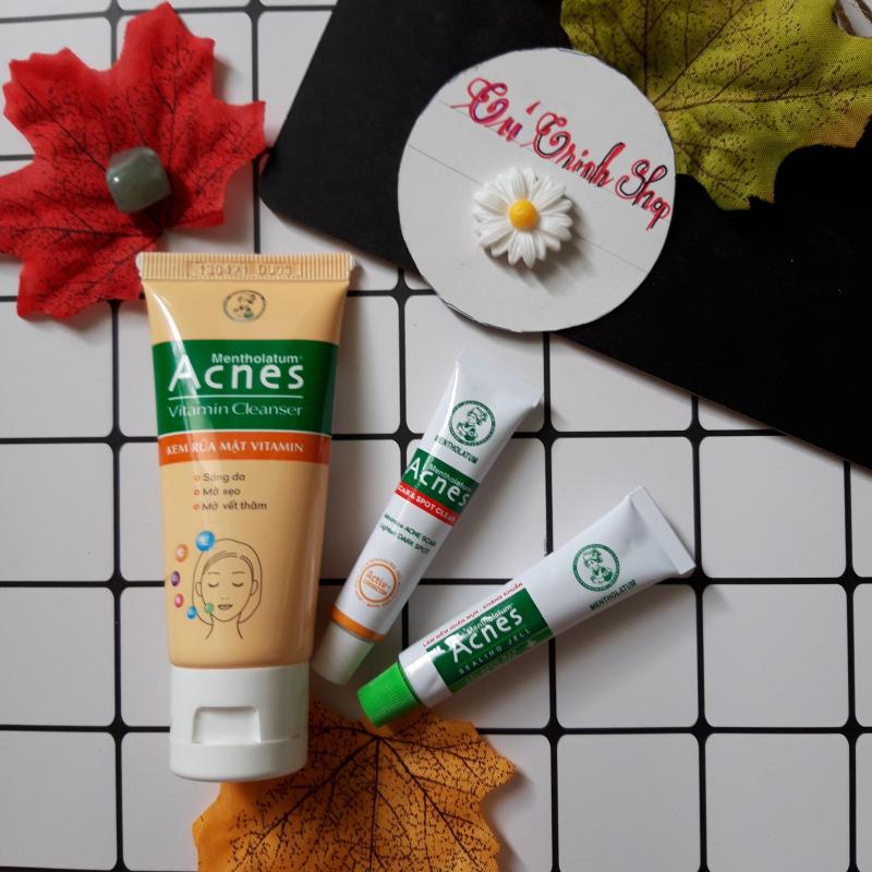(HÀNG TEST THỬ ) 3 Món MINI Acnes ( 1 gel trị mụn thâm 2g+ 1 sữa rữa mặt 25g/vàng+ 1 gel trị mụn 2g)