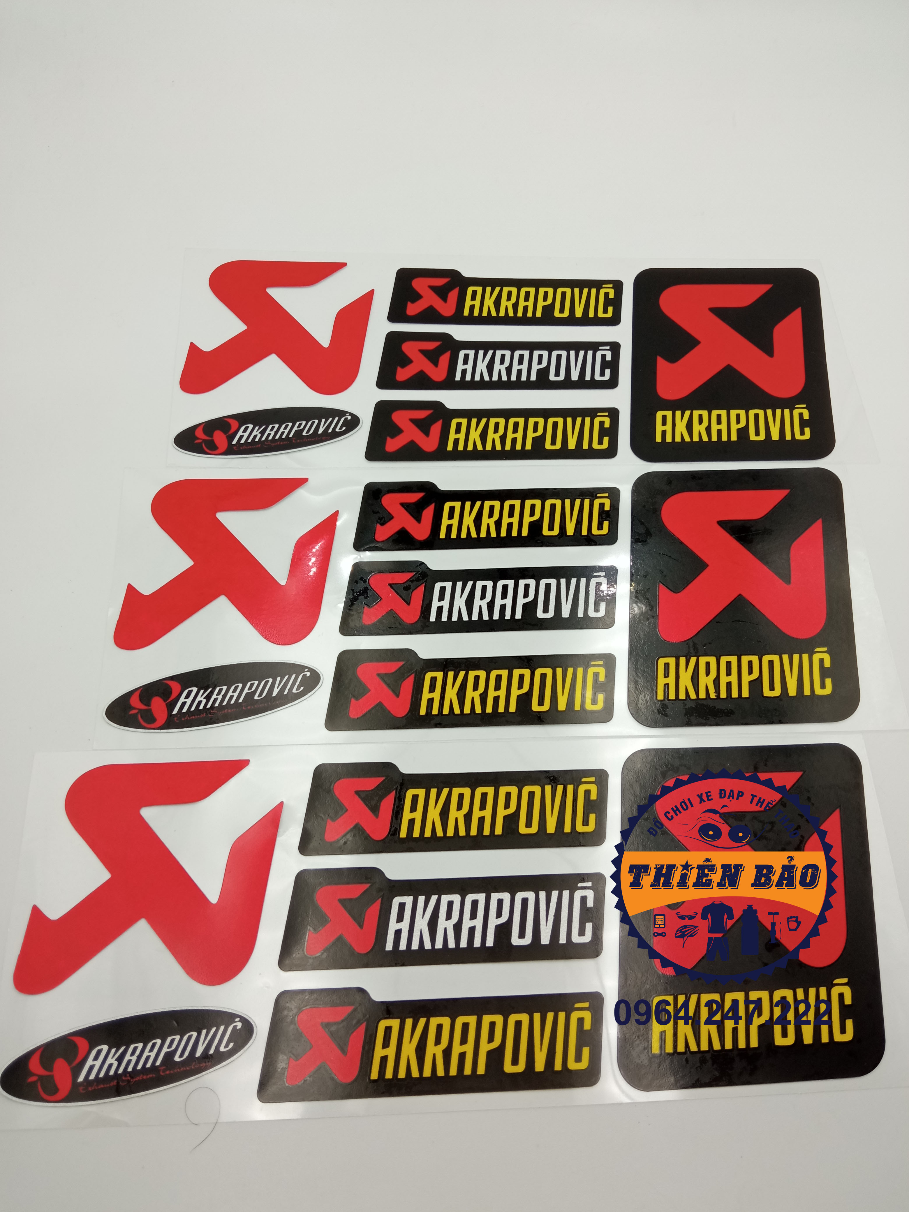 Combo 6 Tem dán pô Akrapovic Sticker dán pô xe, dán phuộc siêu chắc #84