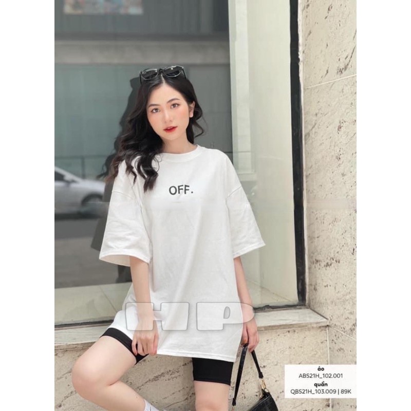 [HCM]Set Áo thun phông OFF kèm quần legging lửng cá tính