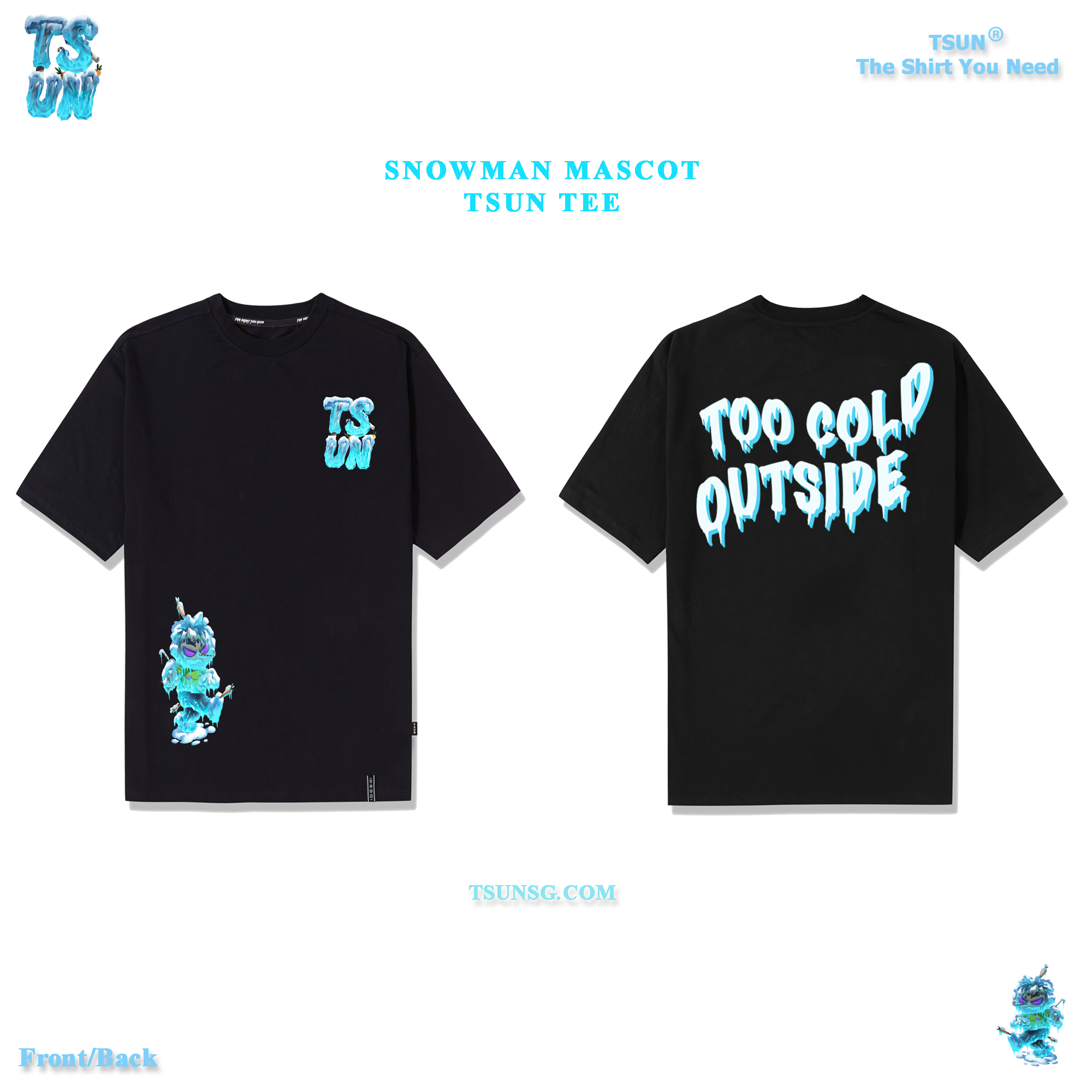 Áo thun TSUN Snowman - Đen - Unisex