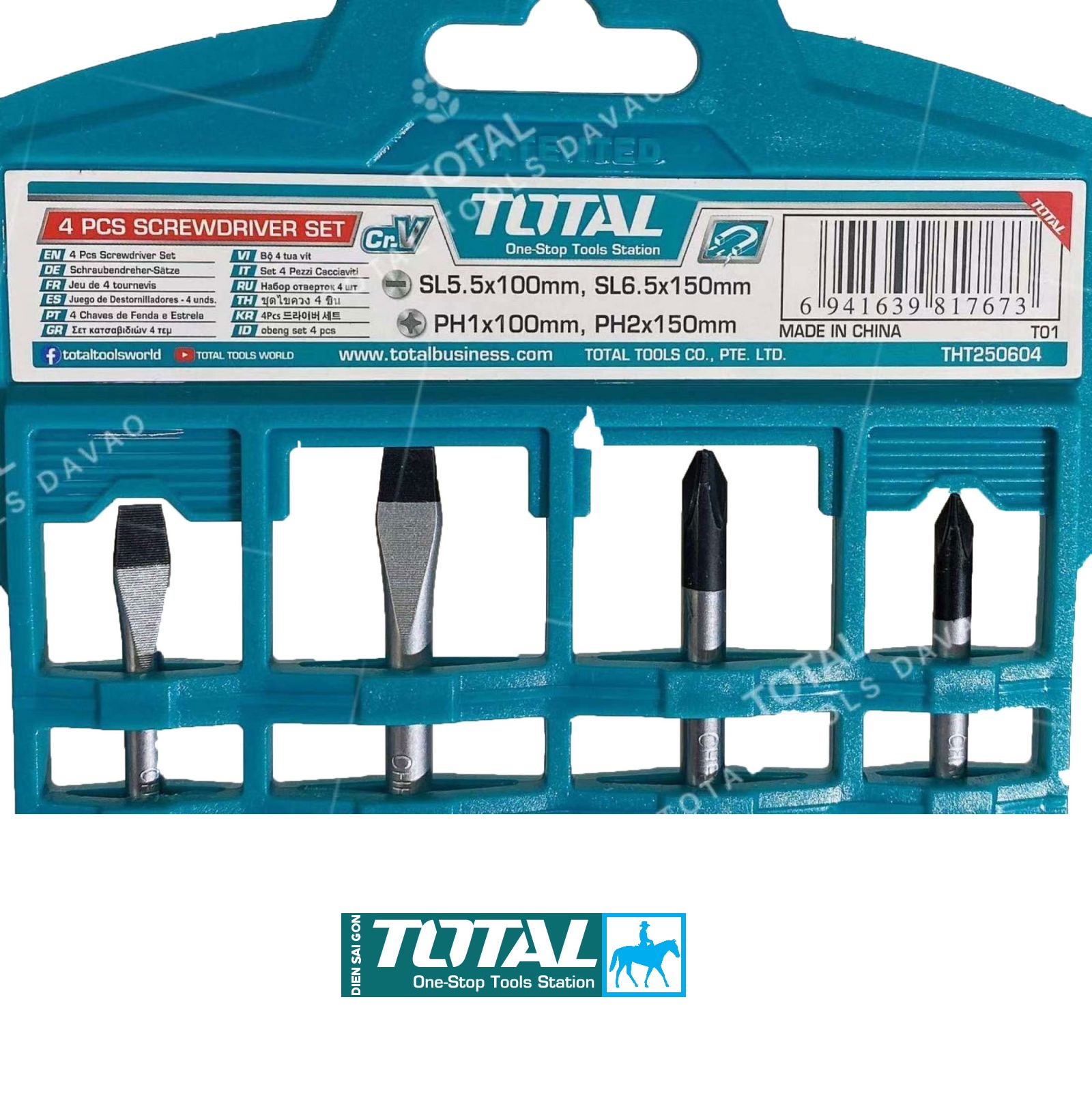 Bộ 4 cây tua vít dẹp và bake Total THT250604