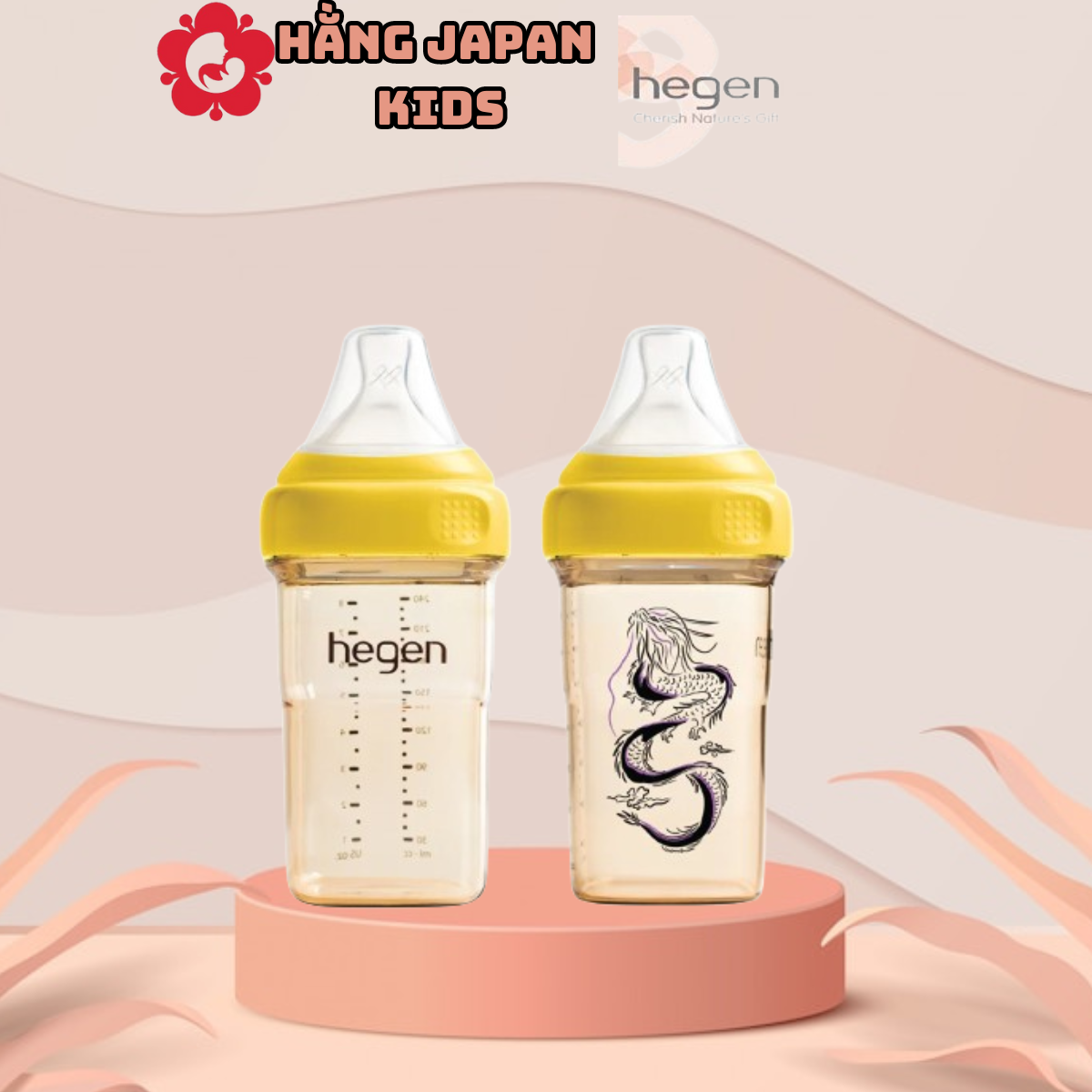 Bình sữa Hegen Dragon phiên bản rồng vàng 2024 240ml kèm núm ti số 2