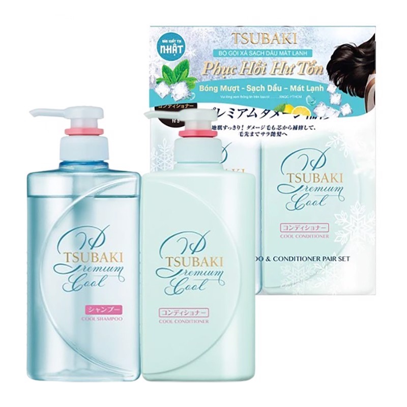 Bộ gội xả sạch dầu mát lạnh tsubaki premium cool set