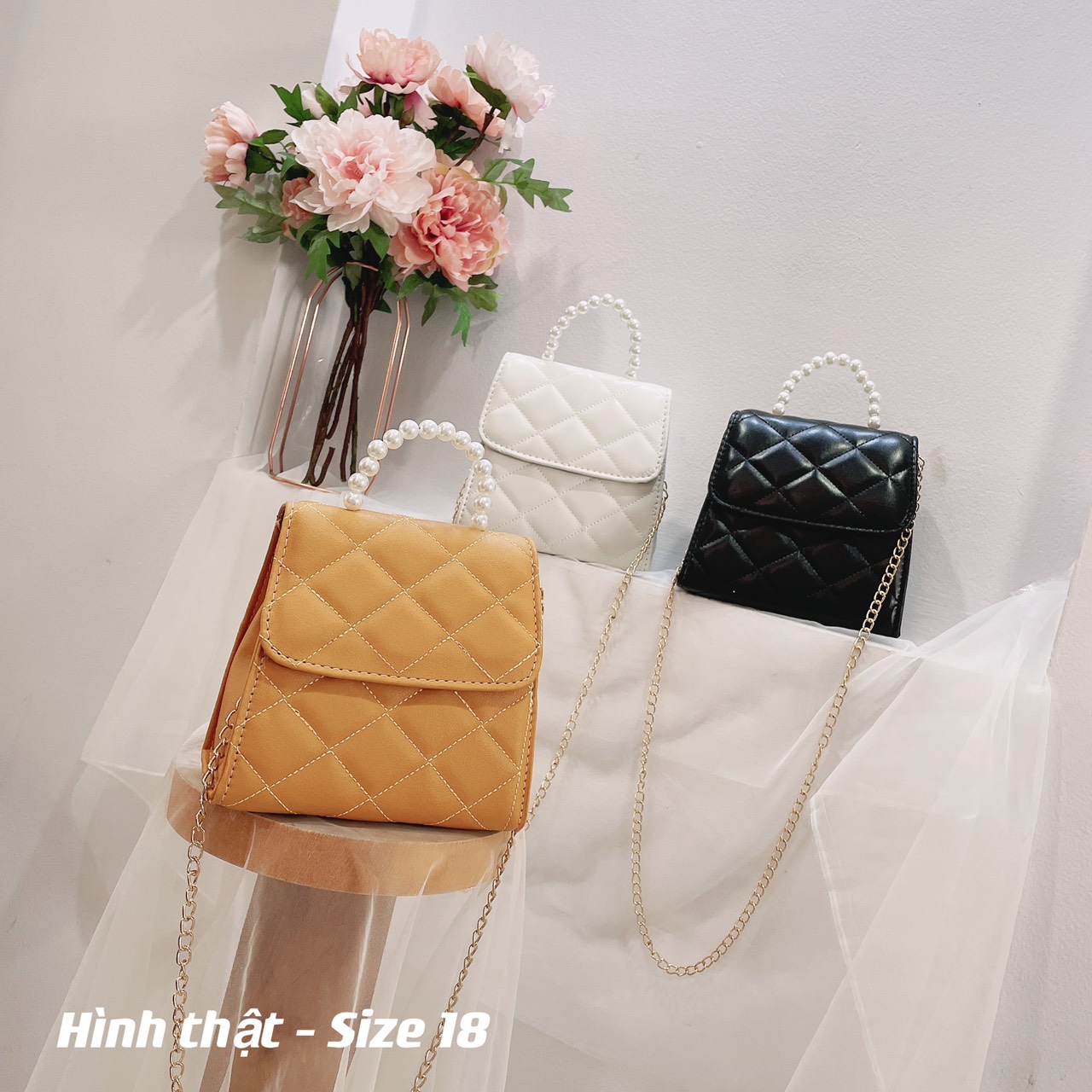 Túi đeo chéo  mini quai ngọc dễ thương CD06