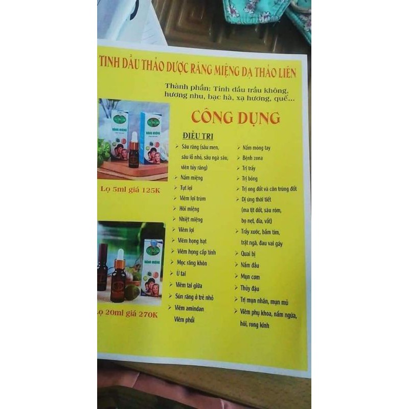 TINH DẦU RĂNG MIỆNG DẠ THẢO LIÊN 5ML