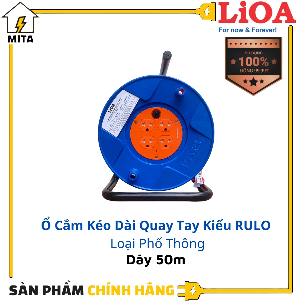 Ổ cắm điện kéo dài quay tay kiểu Rulo - Ổ quay Rulo LiOA QT dây 50m