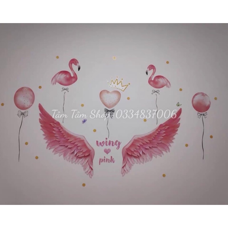 Decal dán tường đôi cánh thiên thần, sẵn keo dán.
