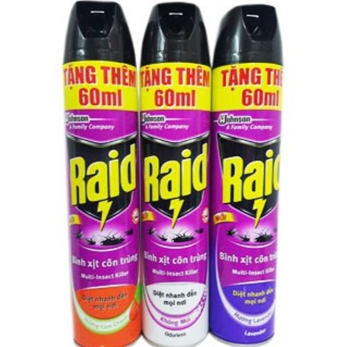 Bình xịt côn trùng Raid 600ml chai lớn, nhỏ, bình xịt kiến gián