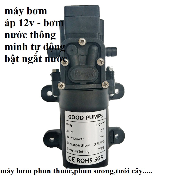Bơm mini 12V phun sương, rửa xe, tăng áp máy giặt