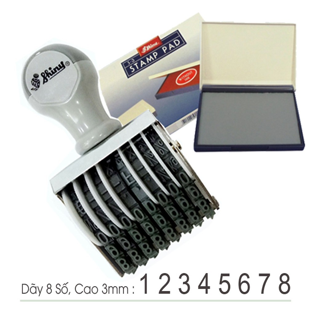 Dấu đóng HSD-Dãy 8 số cao 3mm  chấm mực ngoài N58