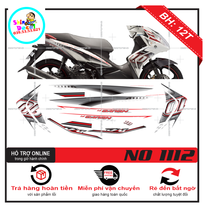 Tem rời nouvo 5 số 10 dán xe trắng