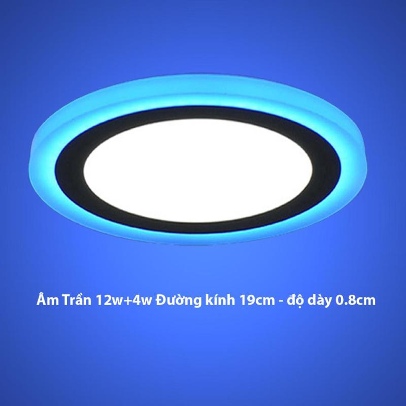 Đèn Led Âm trần tròn16w 2 màu 3 chế độ ánh sáng trắng xanh dương