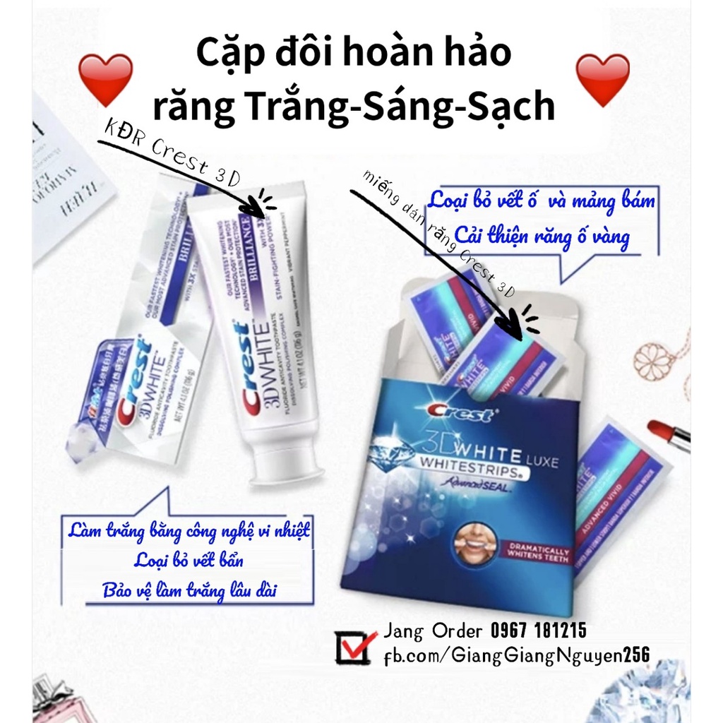[Mua 1 được 9] Kem Đánh Răng Crest 3D White Brilliance