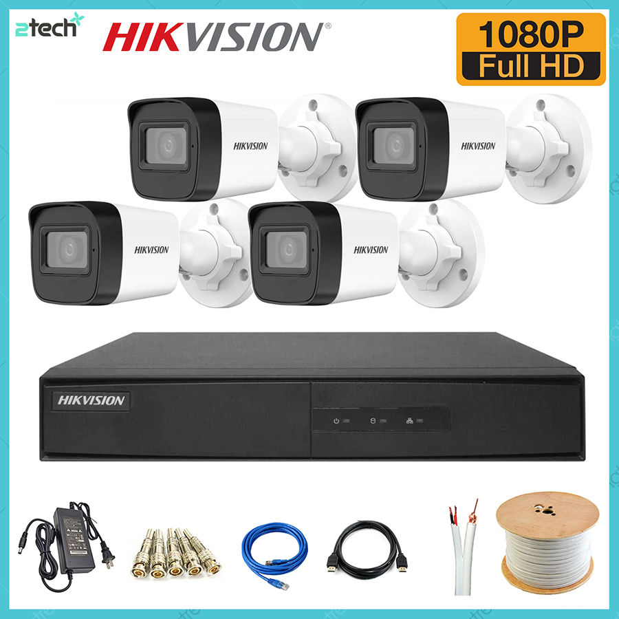 Trọn Bộ Camera 4 Mắt Hikvision 2.0MP Full HD - Bộ 4 Camera Hikvision