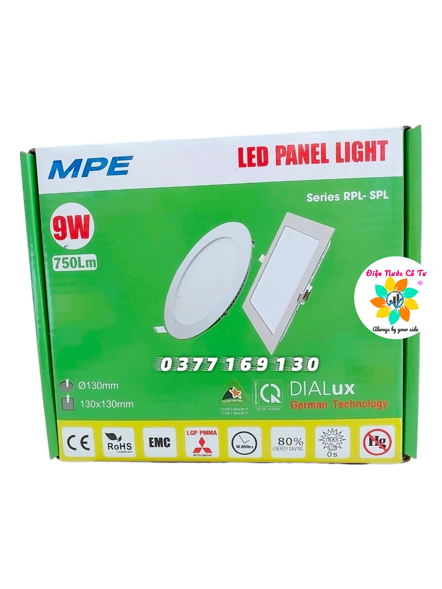 Đèn LED âm trần 9w cao cấp MPE (bảo hành 24 tháng)