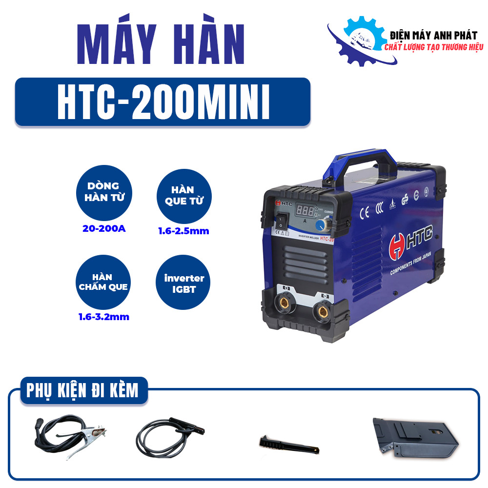Máy hàn điện tử 200a mini,máy hàn gia đình inverter igbt htc200 mini