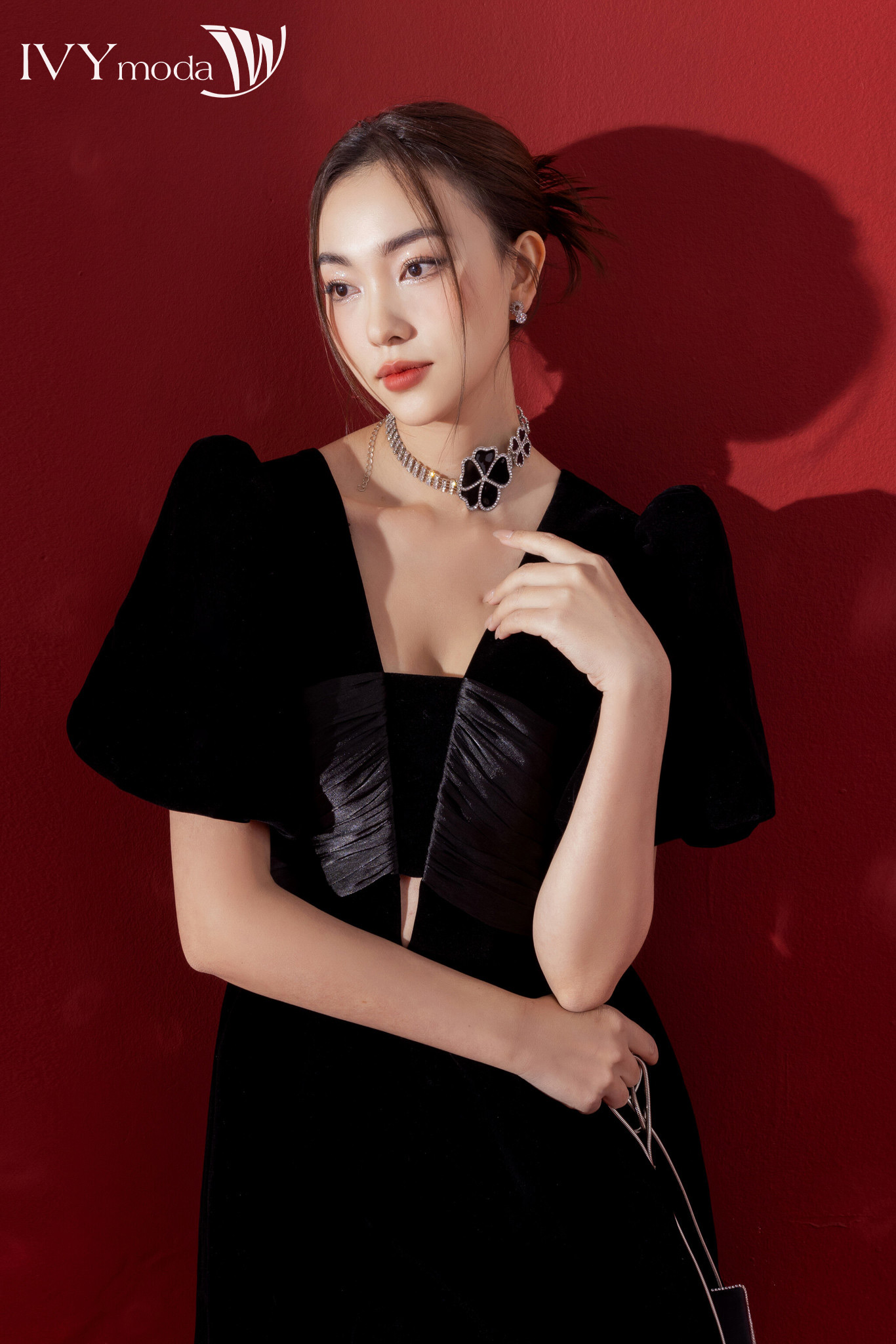 Đầm nhung dáng bí ngô IVY moda MS 45S2738