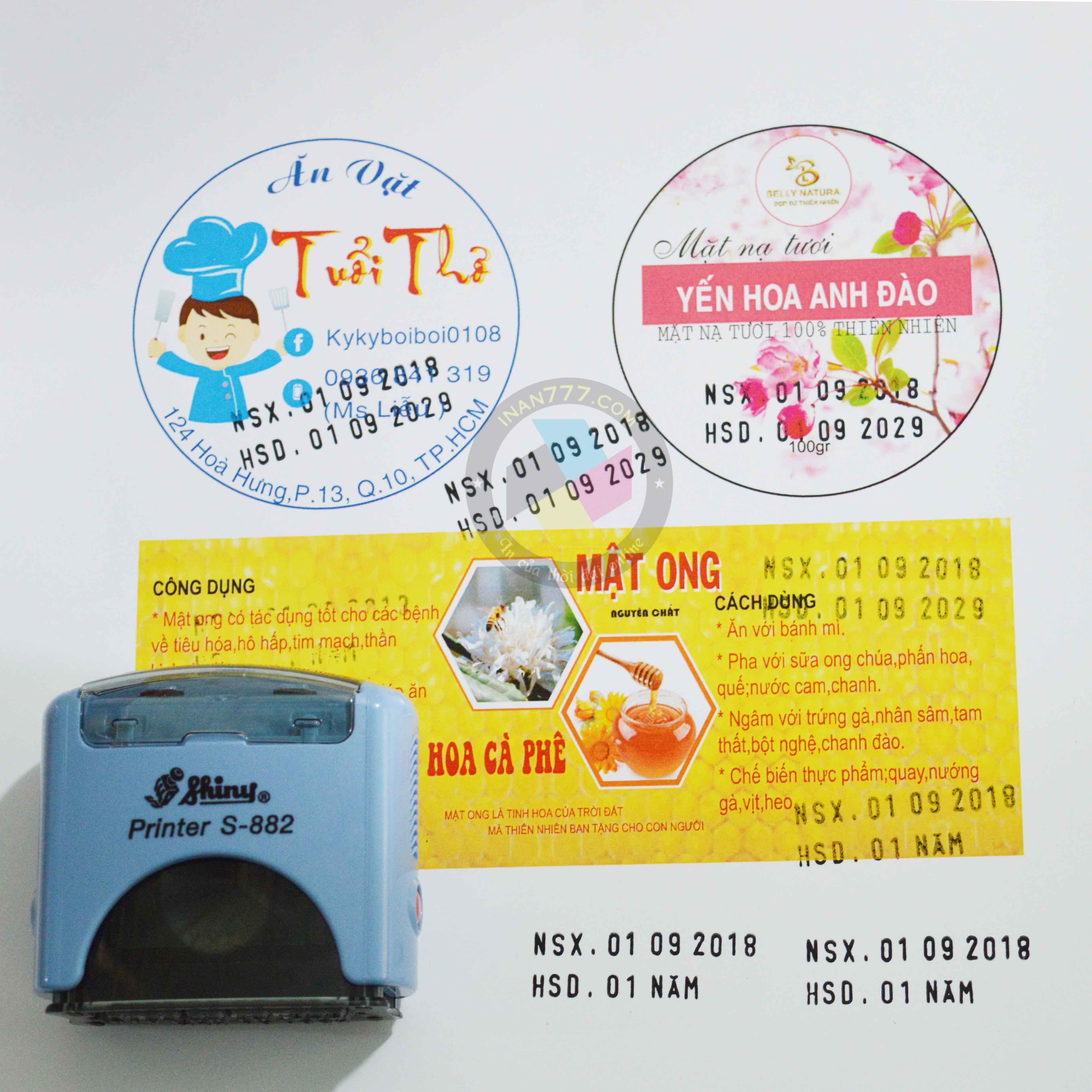 [HCM]Con dấu ngày tháng năm NSX HSD bộ dấu ghép chữ và số hiệu SHINY S882 đóng lên mọi chất liệu