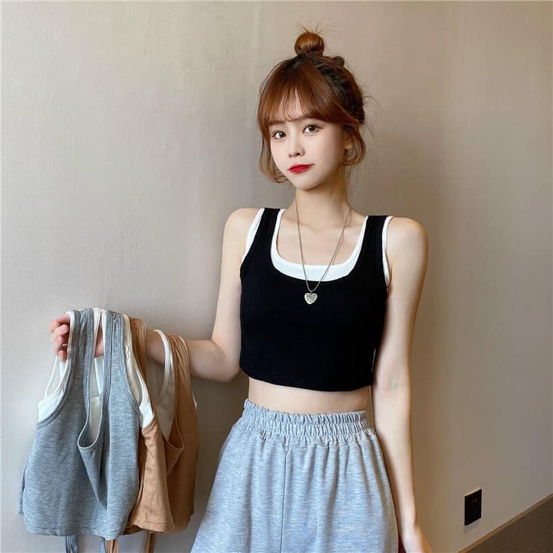 (ẢNH THẬT) ÁO CROPTOP BA LỖ CÓ ĐỆM NGỰC HÀNG