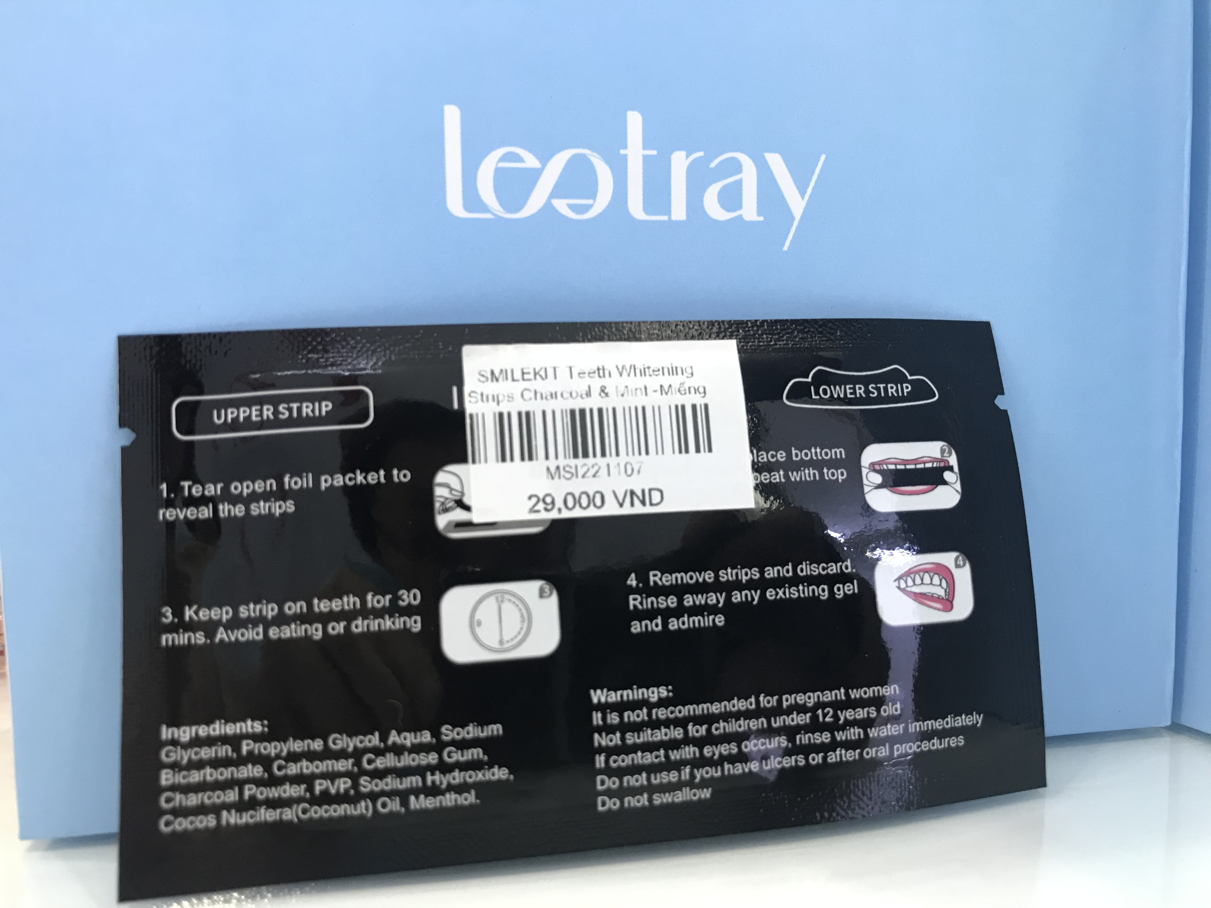 SMILEKIT Teeth Whitening Strips Charcoal & Mint -Miếng dán trắng răng SMILEKIT