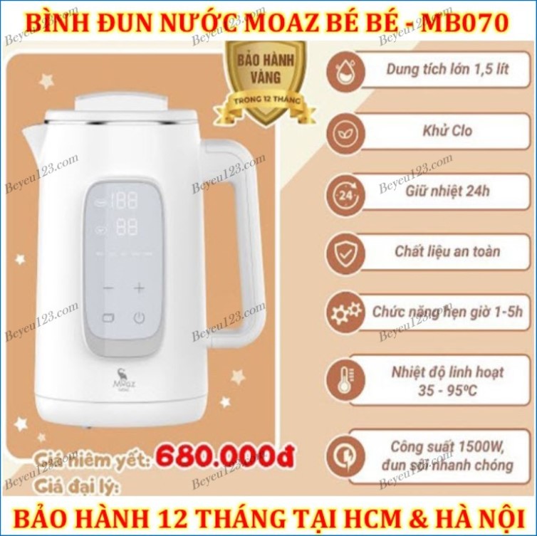 Bình đun nước siêu tốc giữ nhiệt 1.5l moaz bébé mb - 070