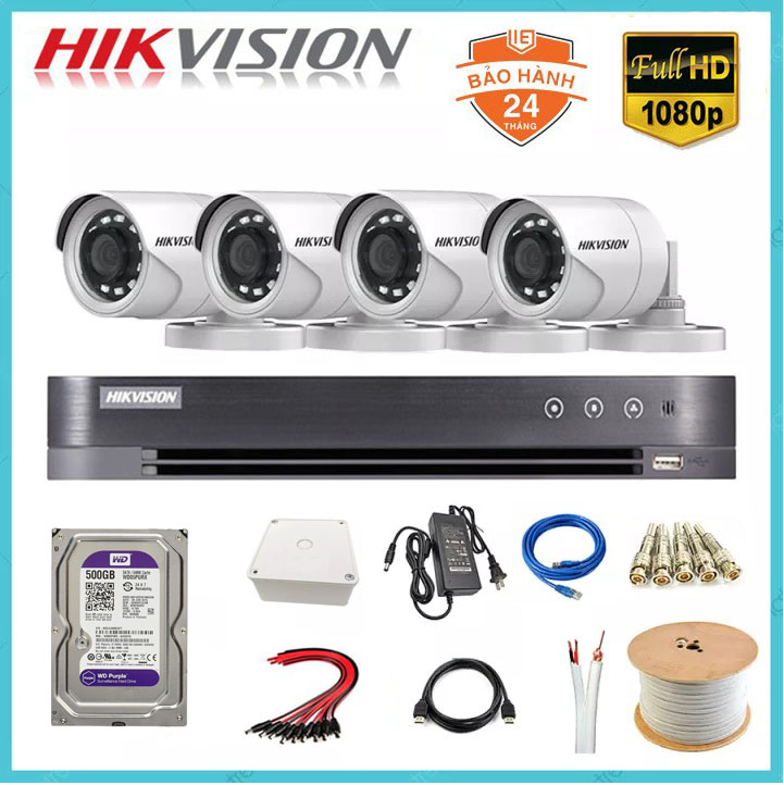 Trọn bộ Camera 4 mắt Hikvision 2.0MP FullHD