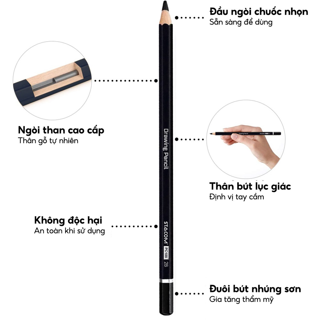 1 Cây Bút Chì Gỗ Kỹ Thuật Stacom PC108