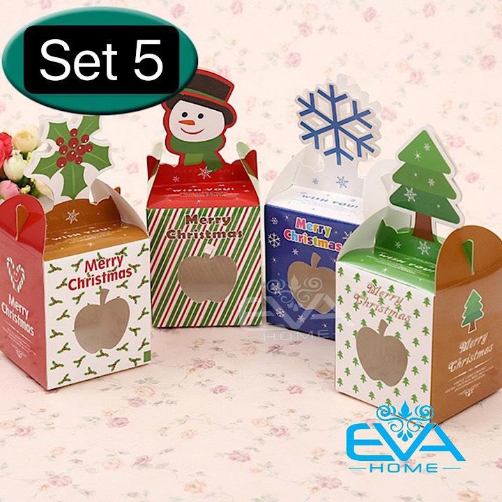 [HCM]Combo 5 Hộp Giấy Đựng Quà Giáng Sinh Noel