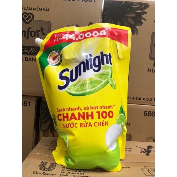 Nước rửa chén Sunlight 3.5kg/ túi hương chanh hương gừng thiên nhiên