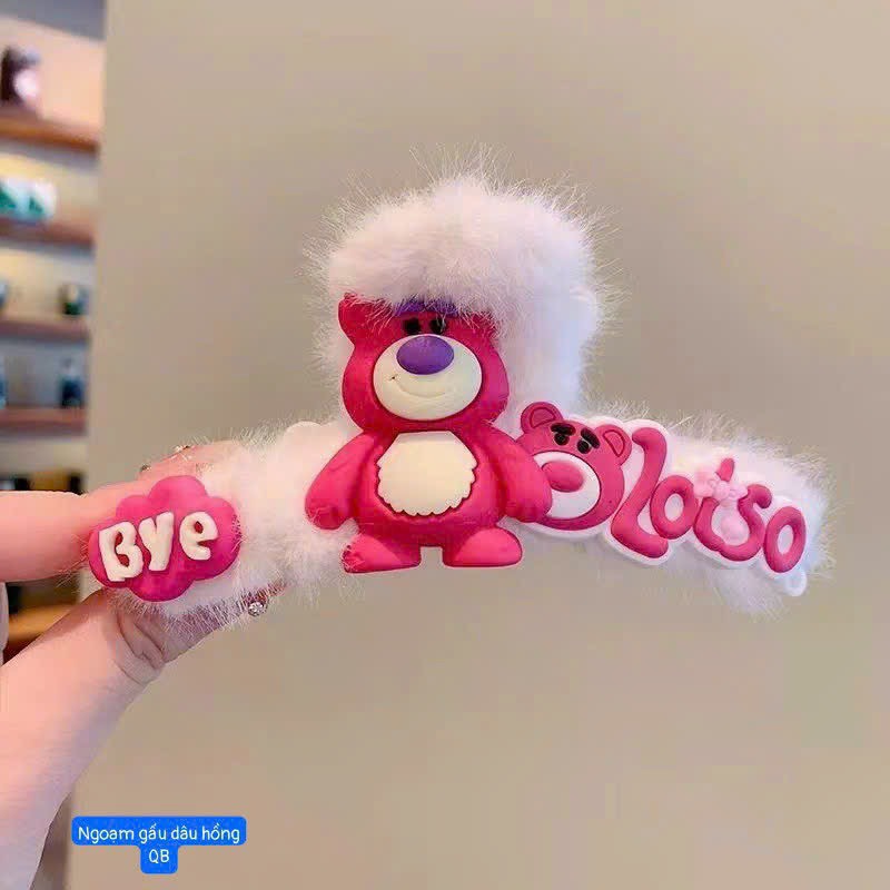 Kẹp tóc lông gấu dâu lotso hàn quốc so cute 2 màu