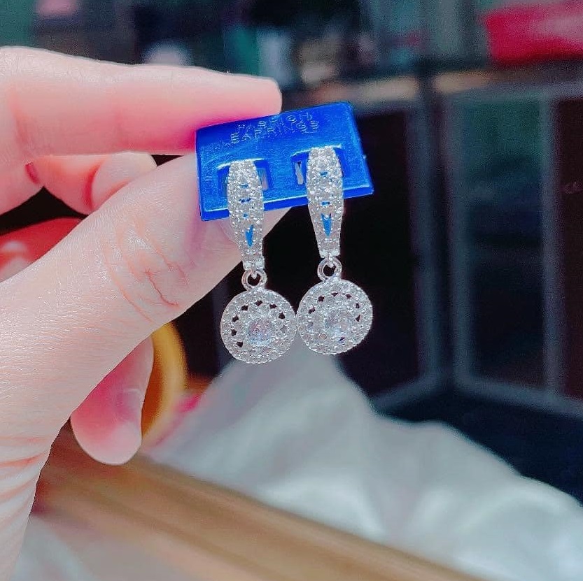 Bông tai bạc Ý khuyên tròn cao cấp MS13e